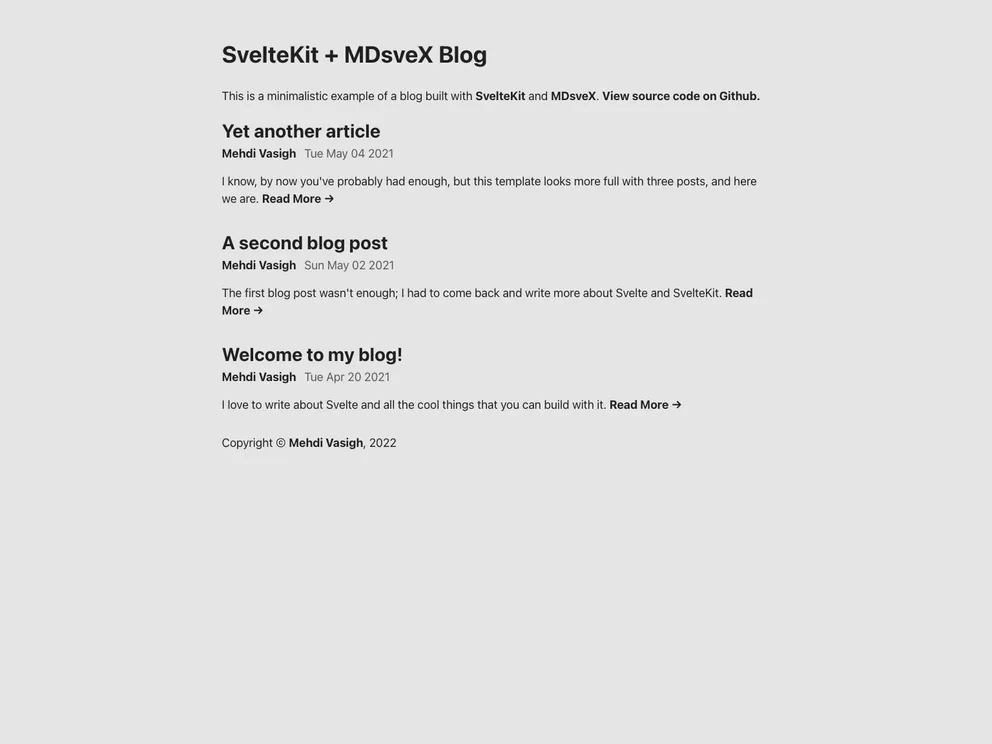 Sveltekit Mdsvex Blog screenshot