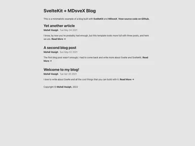 Sveltekit Mdsvex Blog screenshot
