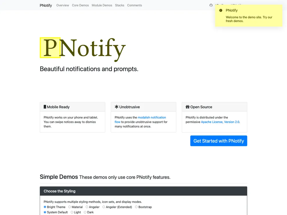 Pnotify screenshot
